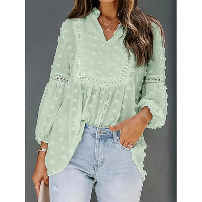 Women’s Long‑Sleeve V‑Neck Business Casual Blouse FitiqueFit