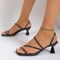 Women's Square Toe Chunky Heel Open-Toe Sandals – Cross Strap FitiqueFit