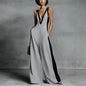 Women's Sleeveless V-Neck Contrast Color Wide-Leg Jumpsuit FitiqueFit