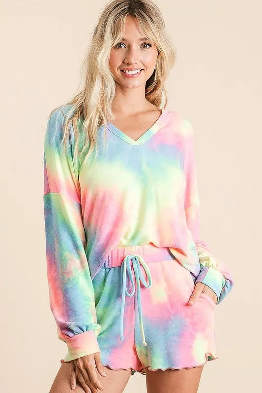 BiBi Tie Dye French Terry Top and Shorts Set New Era Fashion LLc