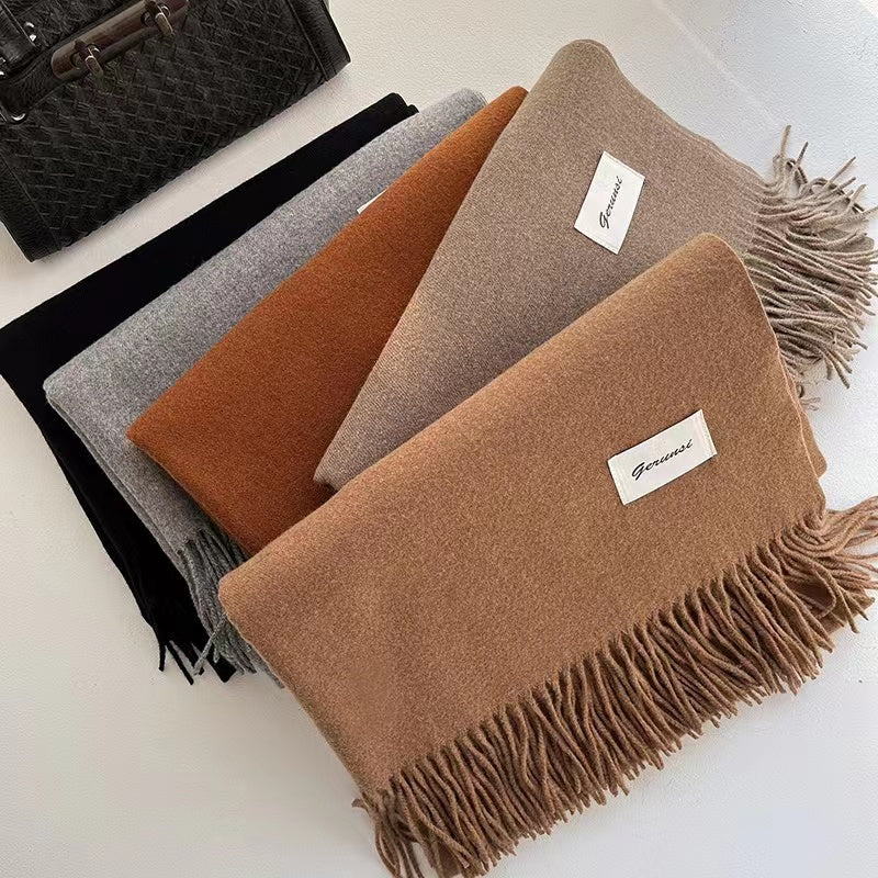 Solid Color Tassel Scarf, Hand Wash Only, Elegant Fringe Shawl for Women, Fashion Accessory NovaCart