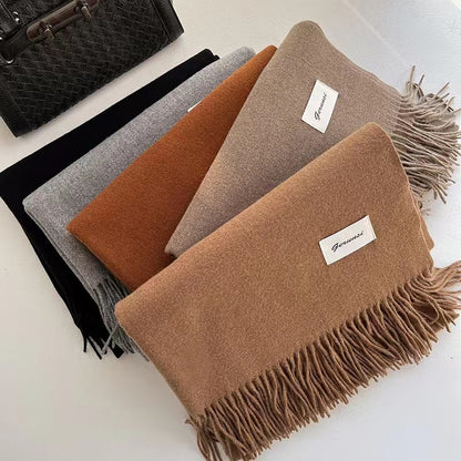 Solid Color Tassel Scarf, Hand Wash Only, Elegant Fringe Shawl for Women, Fashion Accessory NovaCart