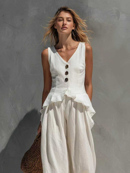 Women's Sleeveless Top & Wide-Leg Pants Two-Piece Set FitiqueFit