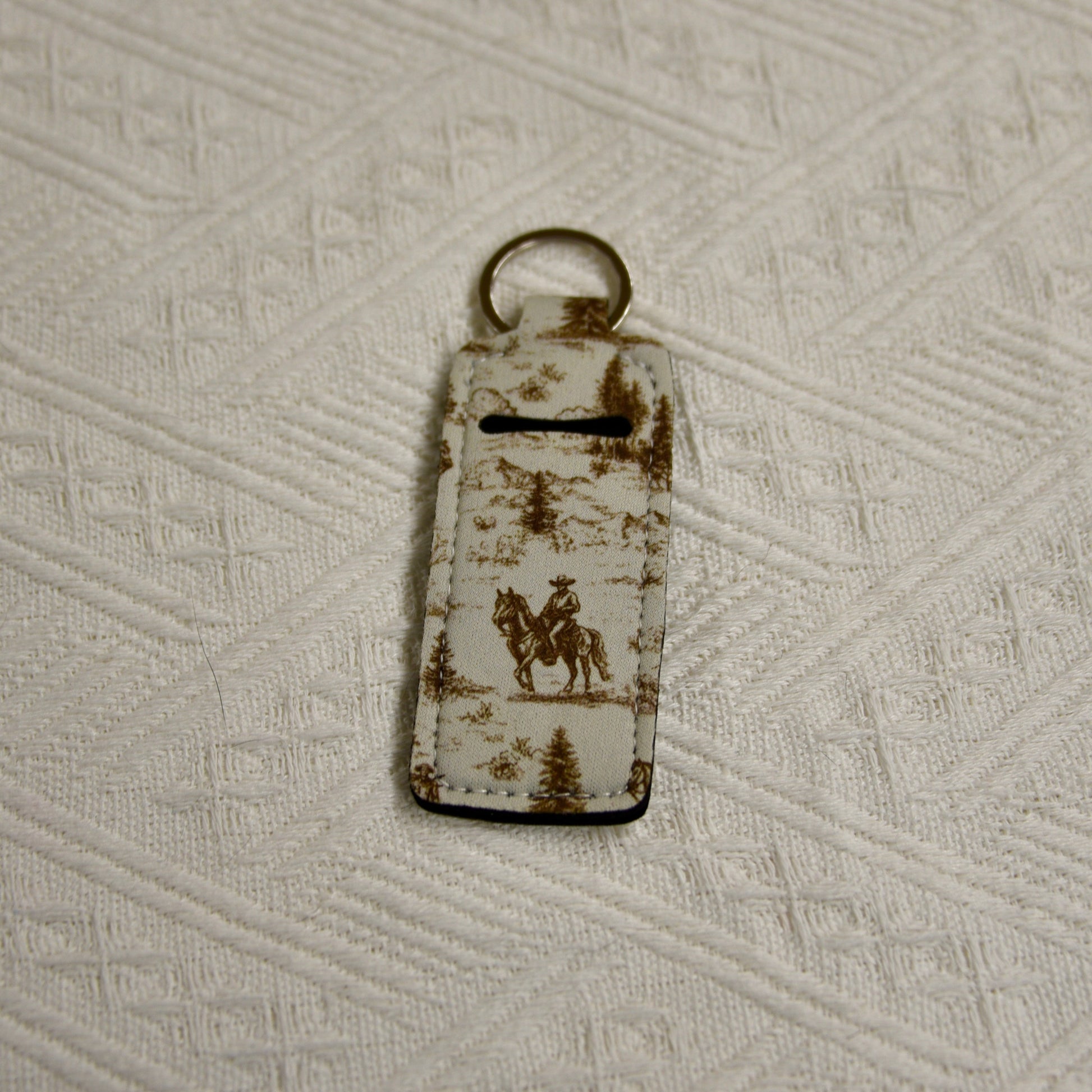 Chapstick Holder Keychain – Cow Print, Camo Pink Bow, Cowboy Toile, Barn Toile, croquette, duck, moon BashDesignsCo