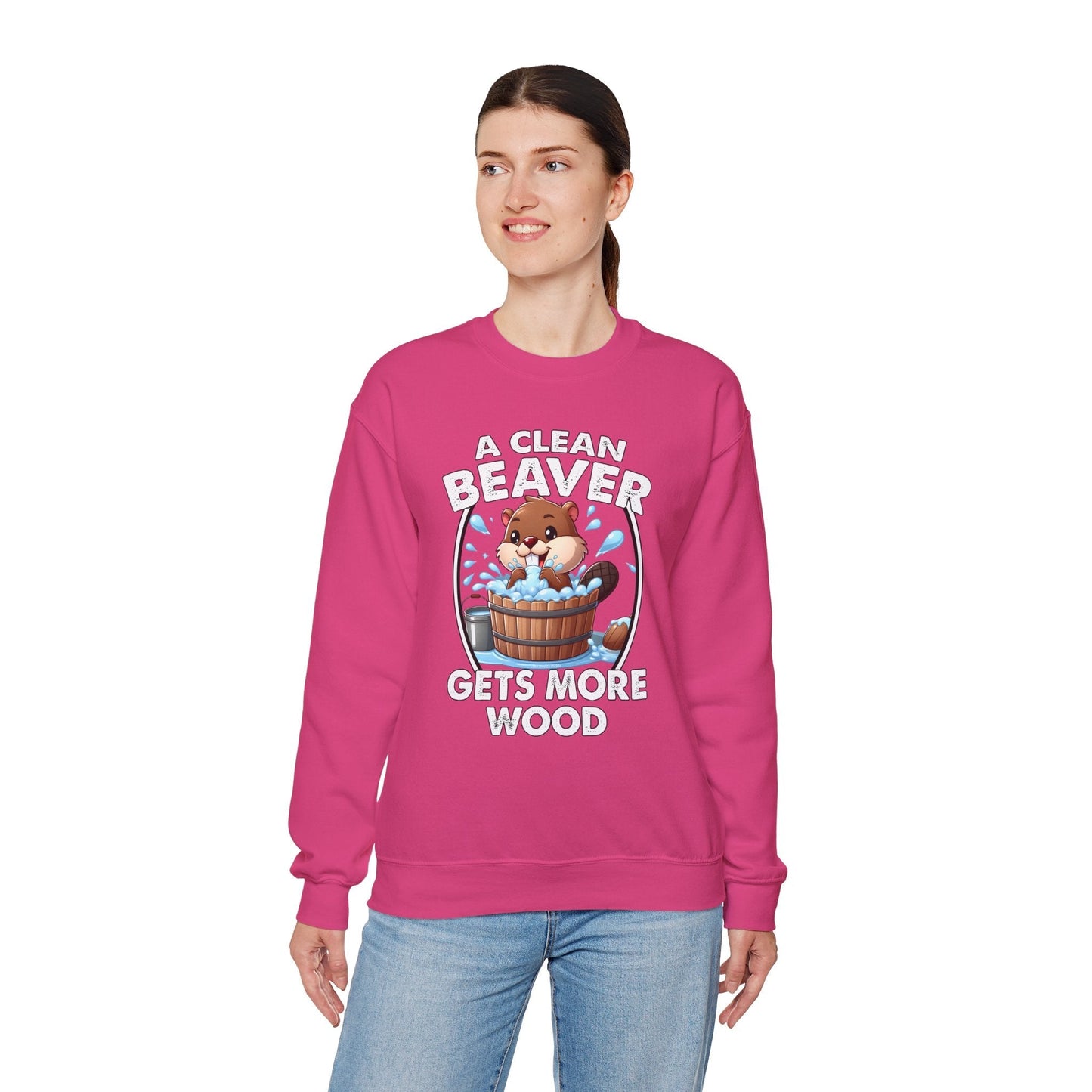A Clean Beaver Gets More Wood Crewneck Sweatshirt The Devil's Pickle
