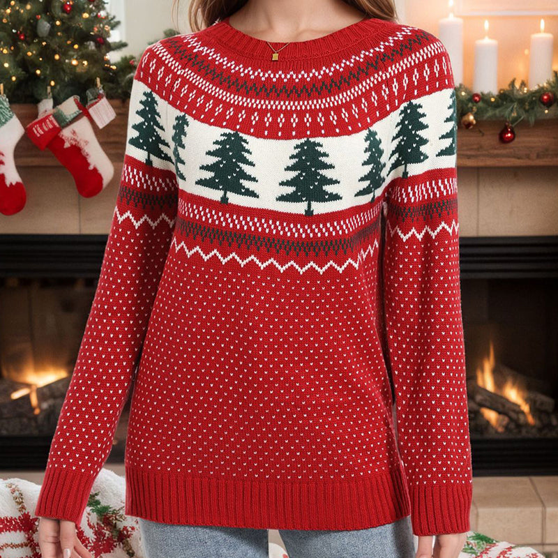 Women's Casual Pine Pattern Sweater FitiqueFit