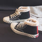 Women’s Warm Black Winter Thick Flat High-Top Velvet Canvas Shoes FitiqueFit