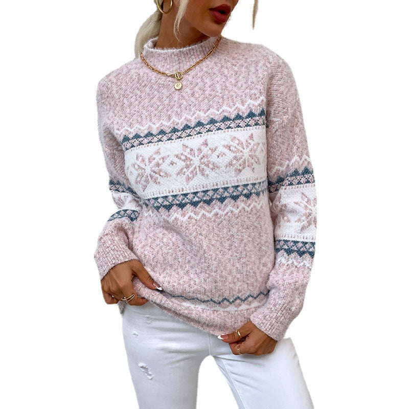 Women’s Snowflake Pullover Sweater — Cozy Winter Knit Top FitiqueFit