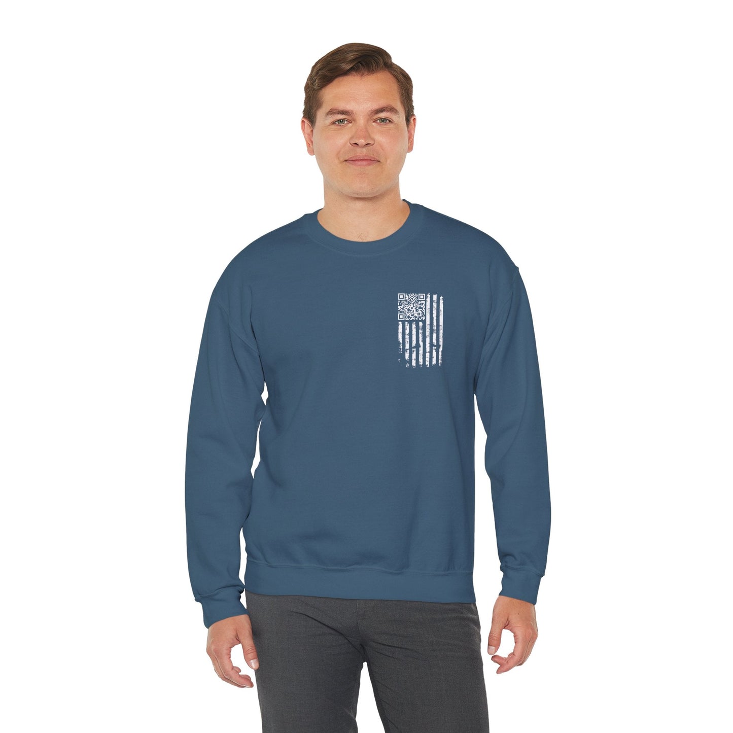 American Flag QR Code Crewneck Sweatshirt The Devil's Pickle