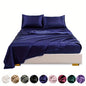 4pcs Satin Bed Sheet Four-Piece Set Includes One Fitted Sheet, One Flat Sheet, And Two Pillowcases. Pillowcases Do Not Include Inserts. Solid Colors Showcase Simple Elegance. The Simple Style Is Classic And Timeless. Polyeste NovaCart