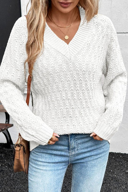 Textured Knit Ribbed Edge V-Neck Sweater Shop Style & More | Fresh Looks, Everyday Deals & Free Shipping