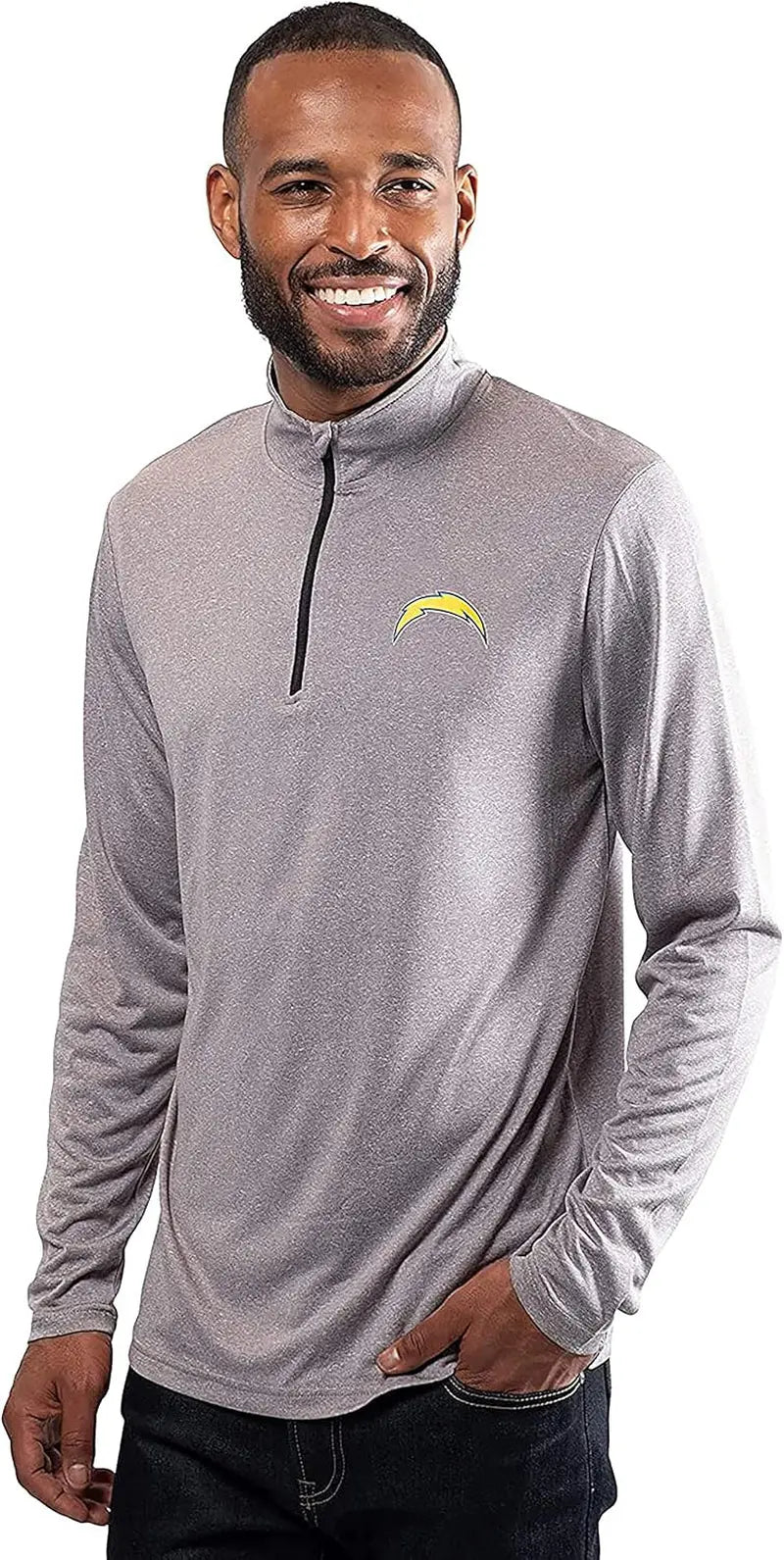 NFL Official Adults Super Soft Quarter Zip Long Sleeve T-Shirt