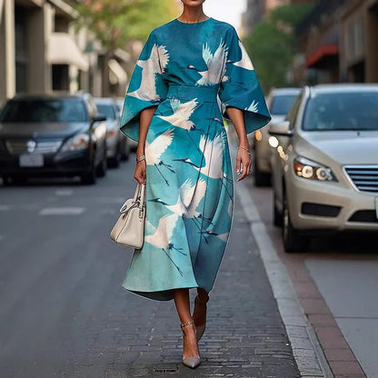 Female Creative Casual Printing Elegant Dress Grayceful LLC