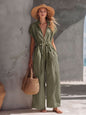 Retro Resort V-Neck Jumpsuit – Drop Shoulder, Loose Fit FitiqueFit