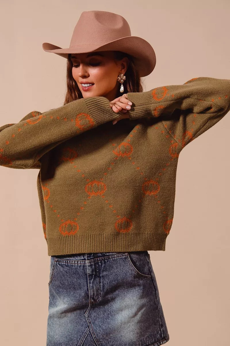 SO ME Pumpkin Rhombus Halloween Thanksgiving Sweater West2East Surf