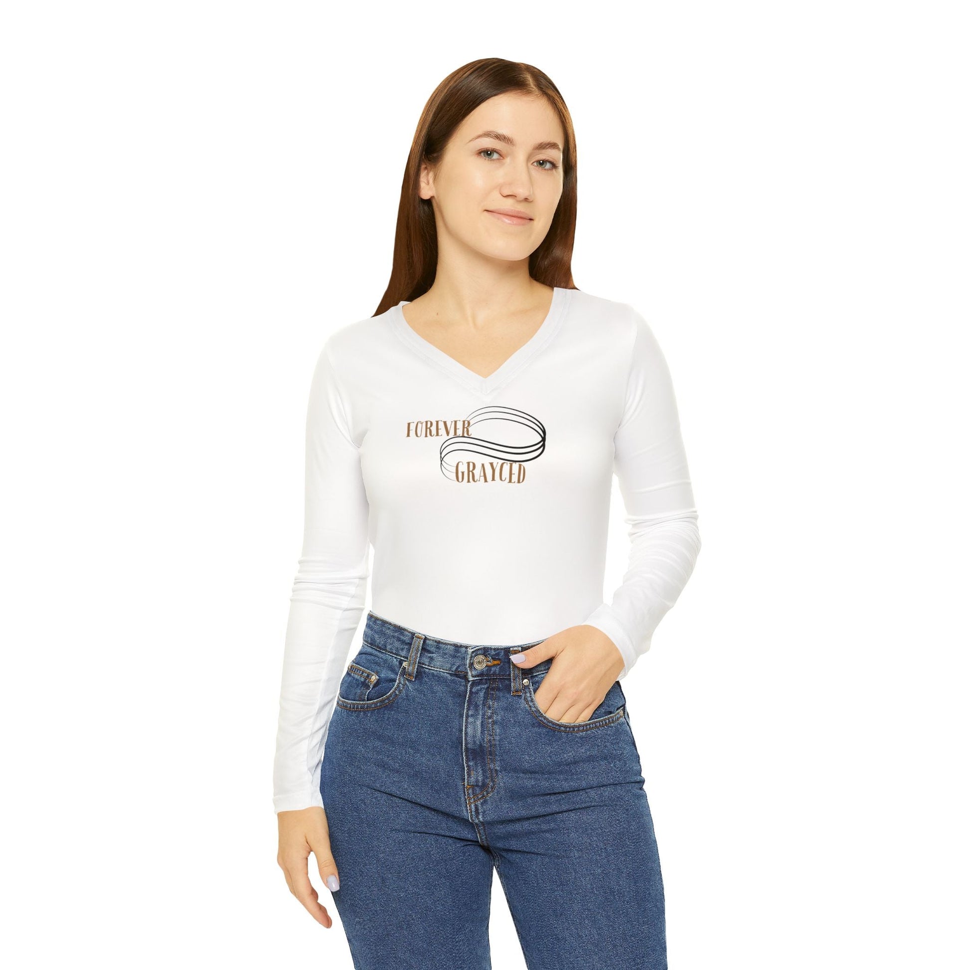 Forever Grayced Women's Long Sleeve V-Neck Shirt - Inspirational Casual Wear Grayceful LLC