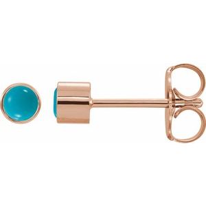 14K Rose Natural Turquoise Bezel-Set Earrings Ethereal Legacy Boutiques