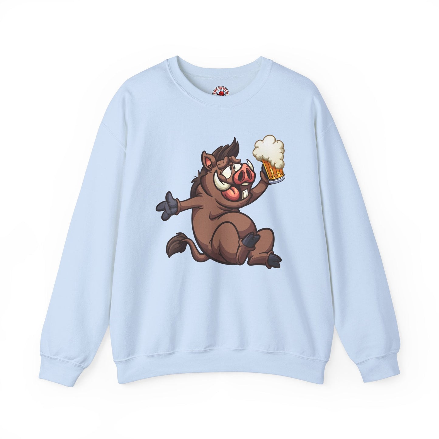 Beer Drinking Boar Crewneck Sweatshirt The Devil's Pickle