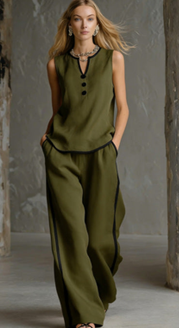 Women's Minimalist Sleeveless Two-Piece Set FitiqueFit
