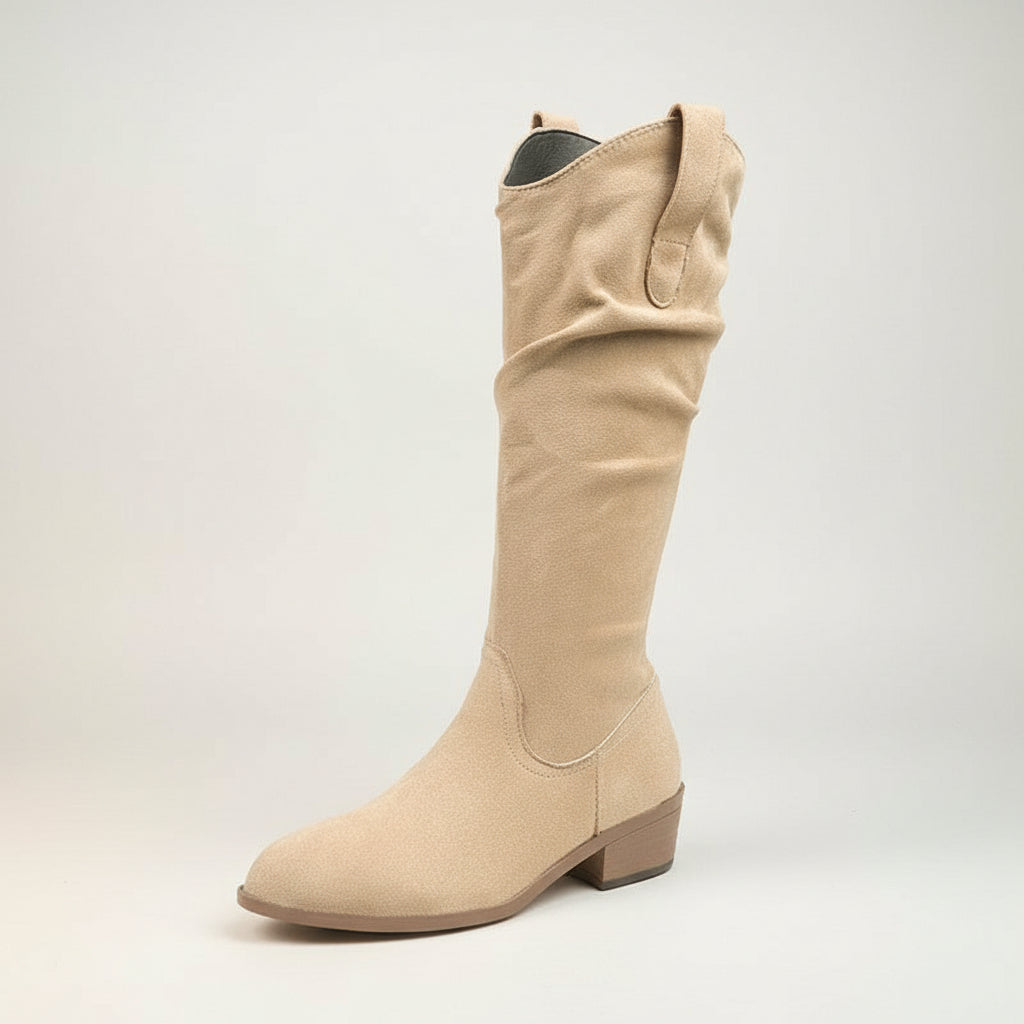 Chunky Heel Suede Riding Boots Women FitiqueFit