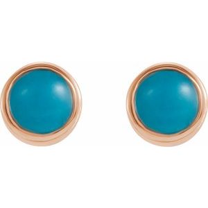 14K Rose Natural Turquoise Bezel-Set Earrings Ethereal Legacy Boutiques
