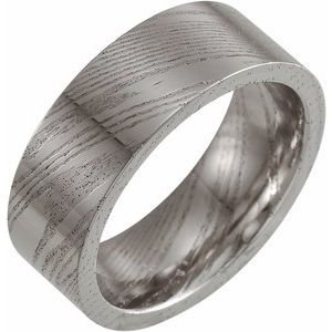 Damascus Steel 8 mm Flat Patterned Band  Size 11.5 Ethereal Legacy Boutiques