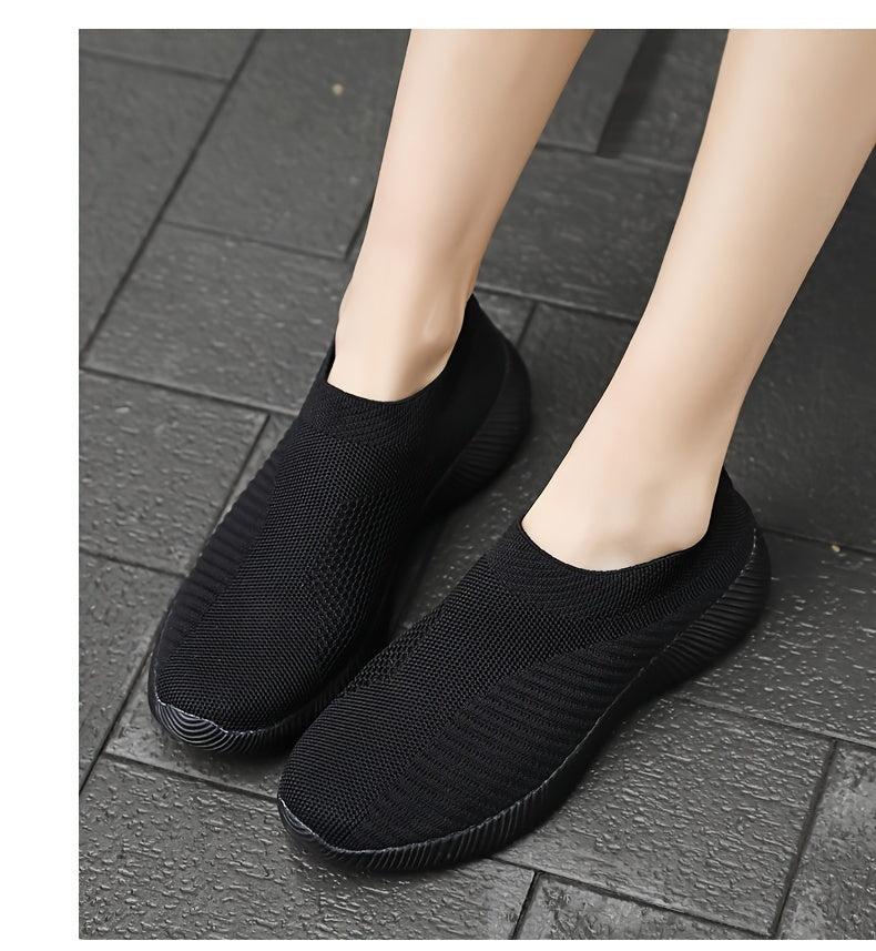 Women'S Lightweight Slip-On Sneakers, Solid Color Fabric Upper, Round Toe, MD Sole, Low Top, All-Season Casual Shoes for Running, Fitness, Dance, Walking, Travel NovaCart