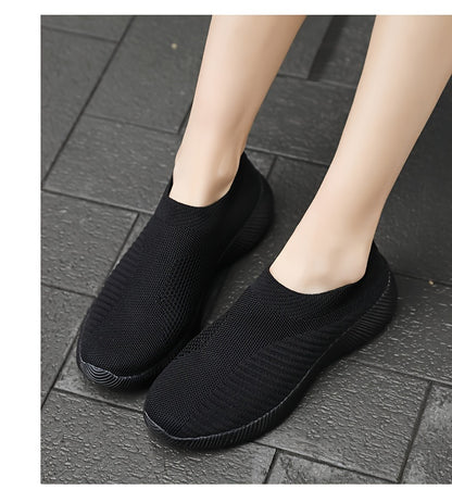 Women'S Lightweight Slip-On Sneakers, Solid Color Fabric Upper, Round Toe, MD Sole, Low Top, All-Season Casual Shoes for Running, Fitness, Dance, Walking, Travel NovaCart