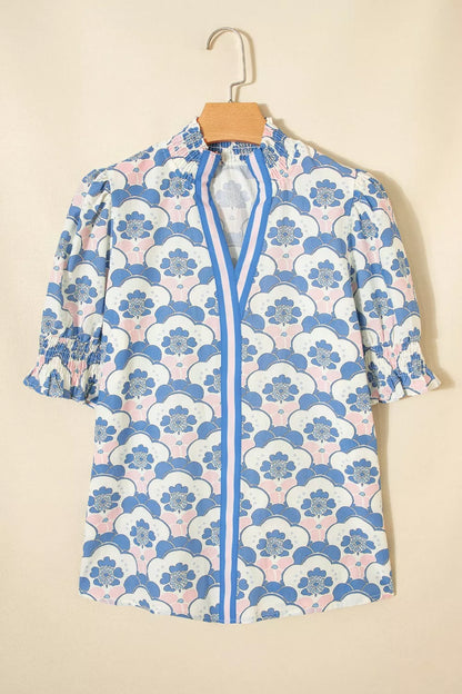 Floral Print Puff Sleeve Blouse New Era Fashion LLc