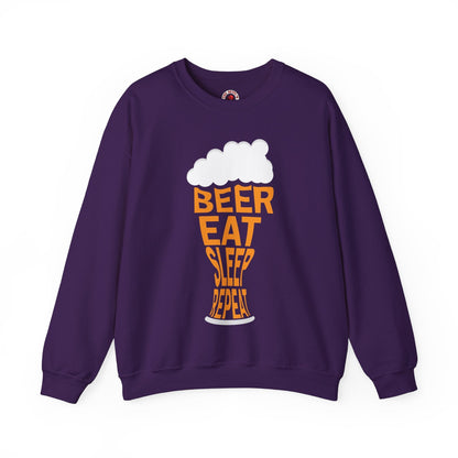 Beer Eat Sleep Repeat Crewneck Sweatshirt The Devil's Pickle