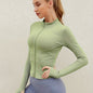 [Activewear Zipper Jacket] Women's Activewear Full Zipper Jacket - Solid Color Turtle Neck Long Sleeve With Thumb Hole For Fitness & Sports NovaCart