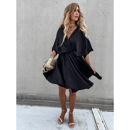 Satin Loose Midi Dress – Relaxed Fit Casual Vacation Dress FitiqueFit