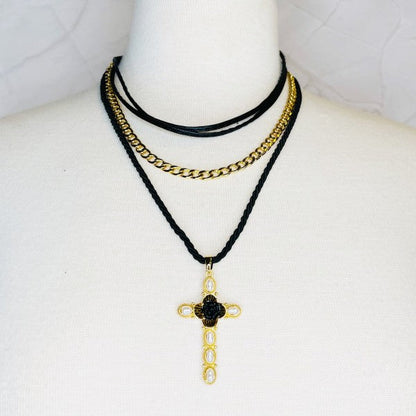 Layered Black Rose Cross Necklace Shop Style & More | Fresh Looks, Everyday Deals & Free Shipping