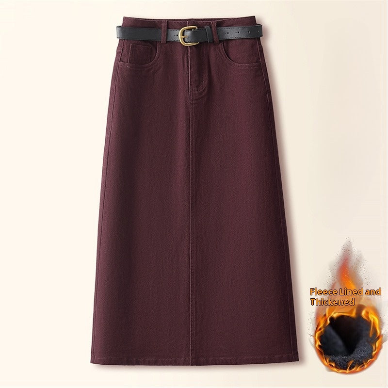 Brown A- Line Straight Skirt Retro Slit Hip Skirt Grayceful LLC