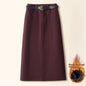 Brown A- Line Straight Skirt Retro Slit Hip Skirt Grayceful LLC