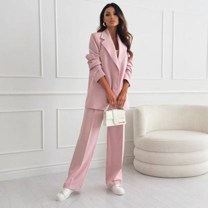 Women's Professional Blazer & Trousers Suit Set – Long Sleeve, Full Length FitiqueFit