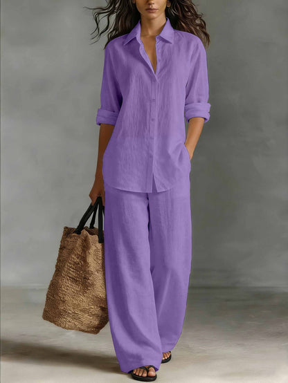Women's Bohemian Cotton-Linen Top & Pants Set – Resort Lounge Co-ord FitiqueFit