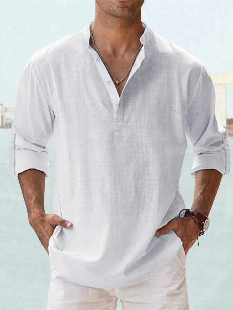 Men's Cotton Linen Long Sleeve Casual Shirt  Loose Tops SnagBag