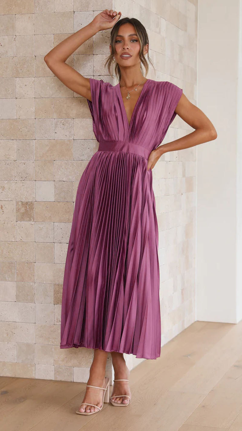 Elegant Pleated Casual Loose Zip Sleeveless Dress Grayceful LLC