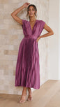 Elegant Pleated Casual Loose Zip Sleeveless Dress Grayceful LLC