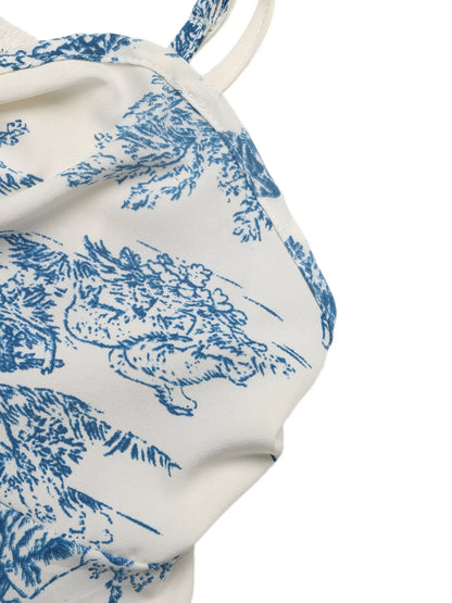 Floral Print Tie Front Ruffle Hem Cami New Era Fashion LLc