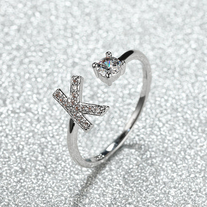 Popular Fashion Silvery AZ Letter Ring Initials Wedding Love Couple Rings Bridesmaid Gift NovaCart