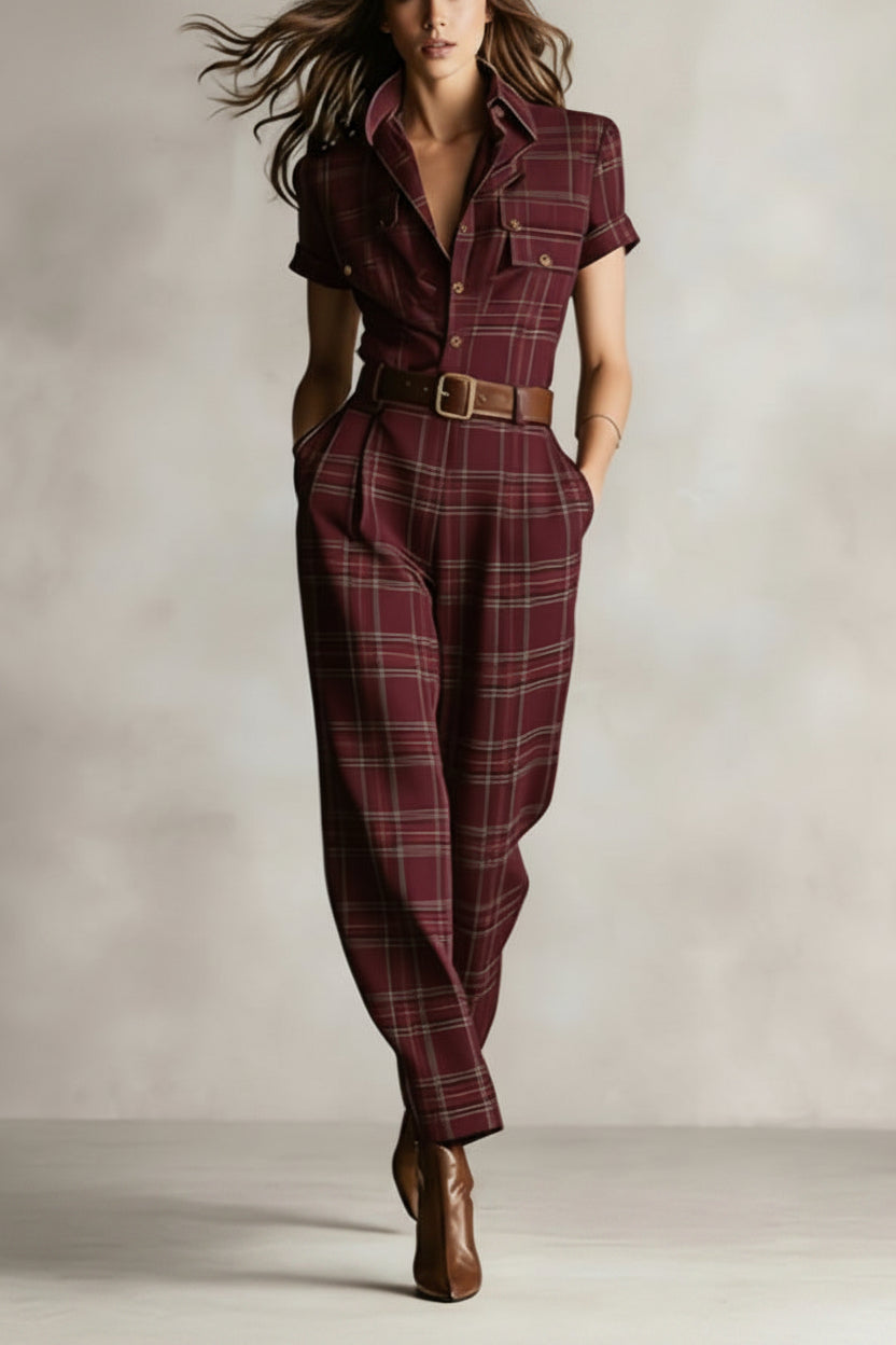 Notched Lapel Wide-leg Jumpsuit FitiqueFit