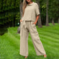 Round-Neck 3/4 Sleeve Top & Pants Two-Piece Set – 6 Colors, S–XXL FitiqueFit