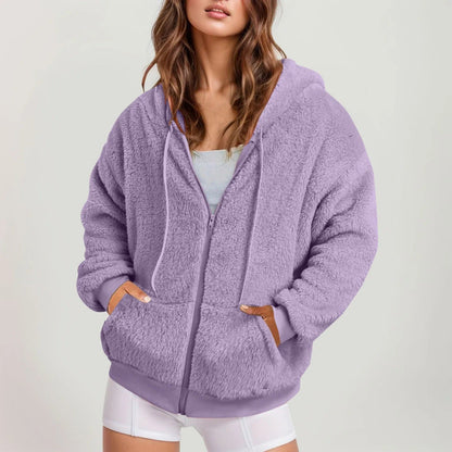 Long Zip-Up Hoodie – Soft Cotton Velvet, Oversized Fit FitiqueFit