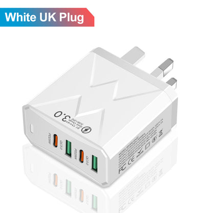 2USB+2PD mobile phone charger, tablet plug, super fast charging, multi port power supply