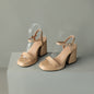 Women's Round Toe Chunky Heel Sandals – Buckle Strap Block Heel FitiqueFit