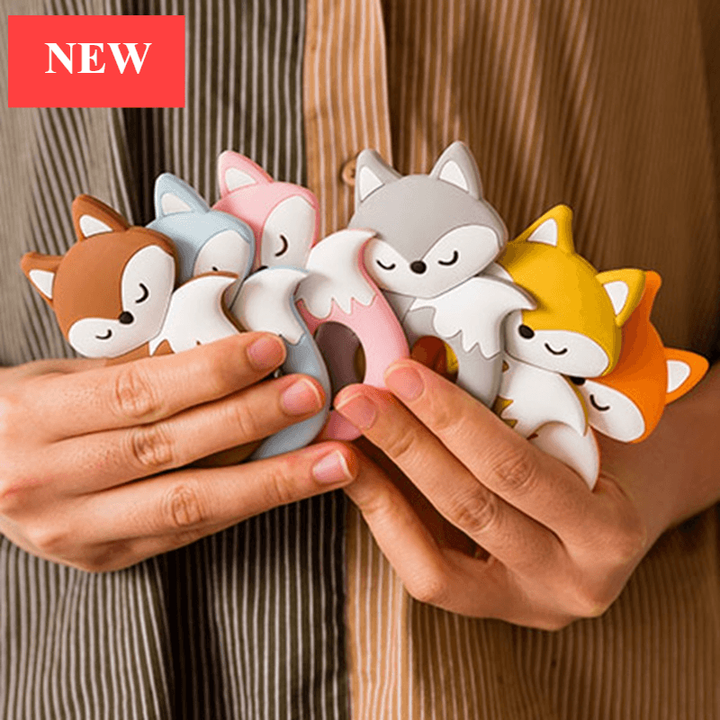 New Sets Baby Silicone Teether Rodent Silicone Animal Fox Teeth Chew Children Goods Stevvex