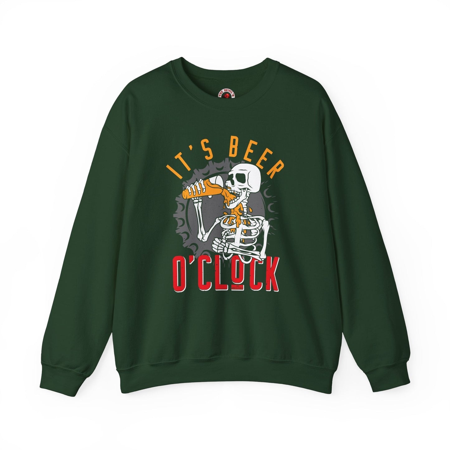 It's Beer O'Clock Skeleton Crewneck Sweatshirt The Devil's Pickle