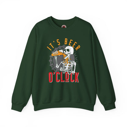 It's Beer O'Clock Skeleton Crewneck Sweatshirt The Devil's Pickle